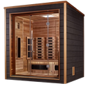 Front Left Side View Of The Golden Designs Visby 3-Person Hybrid Outdoor Sauna | GDI-8223-01