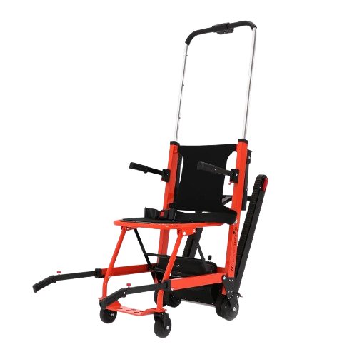 Front Left Side View Of The Helix Mobile Stairlift Shown With The Handlebar Extended