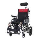 Front Left Side View Of The Karman VIP2-TR Tilt-In-Space Transport Wheelchair Shown With Standard Leg Rests
