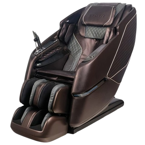 Front Left Side View Of The Kyota Kizuna M688 Massage Chair Shown In Brown Color