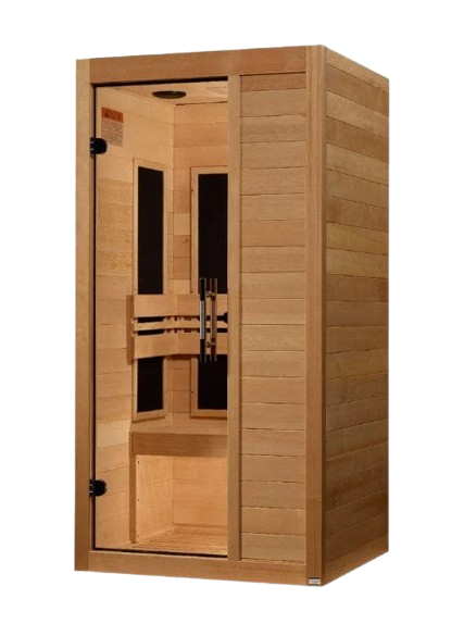 Front Left Side View Of The Maxxus 1-Person S-Line Ultra Low EMF FAR Infrared Indoor Sauna | MX-S106-01-ULEMF