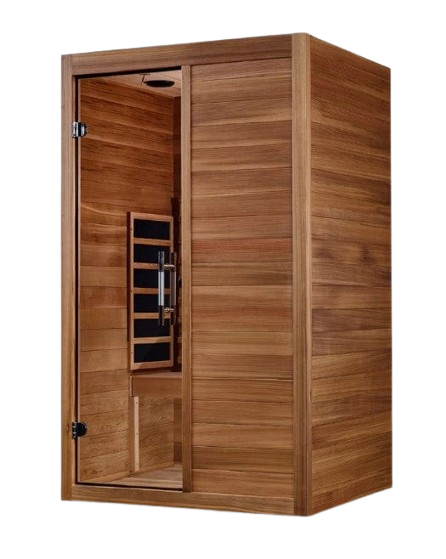 Front Left Side View Of The Maxxus 2-Person S-Line Full Spectrum Infrared Indoor Sauna | MX-S206-01-FS-PC