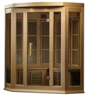 Front Left Side View Of The Maxxus 3-Person Low EMF FAR Infrared Corner Indoor Sauna | MX-K356-01