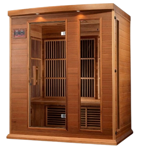 Front Left Side View Of The Maxxus 3-Person Low EMF FAR Infrared Indoor Sauna | MX-K306-01-CED