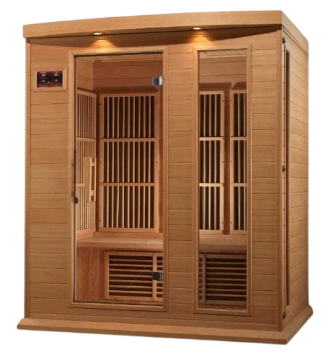 Front Left Side View Of The Maxxus 3-Person Low EMF FAR Infrared Indoor Sauna | MX-K306-01
