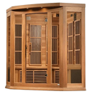 Front Left Side View Of The Maxxus 3-Person Near Zero EMF FAR Infrared Corner Indoor Sauna | MX-K356-01-ZF-CED