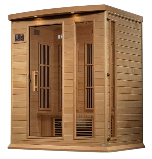 Front Left Side View Of The Maxxus 3-Person Near Zero EMF FAR Infrared Indoor Sauna | MX-K306-01-ZF