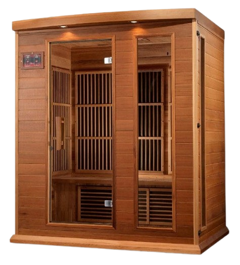 Front Left Side View Of The Maxxus 3-Person Near Zero EMF FAR Infrared Indoor Sauna | MX-K306-01-ZF CED