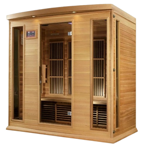 Front Left Side View Of The Maxxus 4-Person Low EMF FAR Infrared Indoor Sauna | MX-K406-01-CED