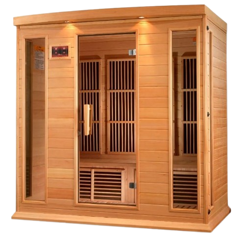 Front Left Side View Of The Maxxus 4-Person Low EMF FAR Infrared Indoor Sauna | MX-K406-01