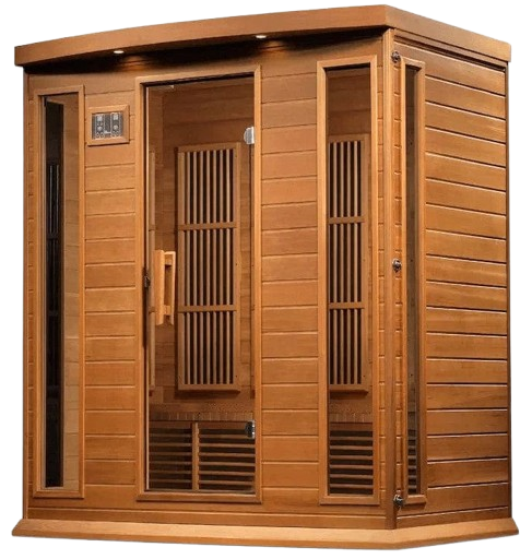 Front Left Side View Of The Maxxus 4-Person Near Zero EMF FAR Infrared Indoor Sauna | MX-K406-01-ZF CED