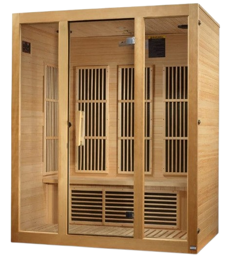 Front Left Side View Of The Maxxus Bellevue 3-Person Near Zero EMF FAR Infrared Indoor Sauna | MX-J306-01-ZF