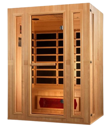 Front Left Side View Of The Maxxus Trinity 3-Person Low EMF FAR Infrared Indoor Sauna | MX‐LS3‐01