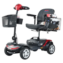Front Left Side View Of The Metro Mobility M1 Mobility Scooter Shown In Red Color