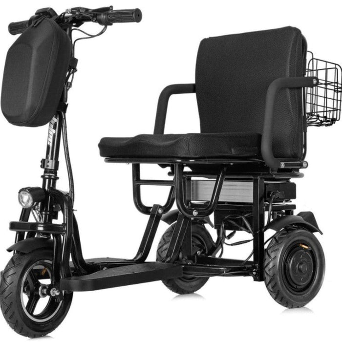 Front Left Side View Of The MotoTec Folding Mobility Electric Trike 48v 700w Dual Motor Lithium