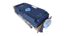 Front Left Side View Of The ObboMed OB-2680 PremiumAir Low Air Loss Mattress with Inflatable Guardrails Shown In The Flat Position