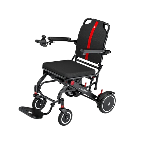 Front Left Side View Of The Paiseec Q3 Lightweight Electric Wheelchair
