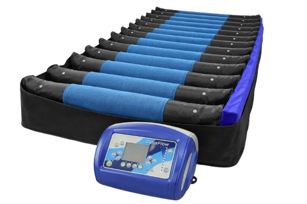 Front Left Side View Of The Prius DynaFlow Alternating Mattress System Shown With Master Control Unit 