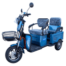 Front Left Side View Of The Pushpak Motors- Pushpak 3000 Two-Person Electric Scooter Shown In Blue Color
