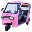 Front Left Side View Of The Pushpak Motors- Pushpak 7000 Three-Person Electric Scooter Shown In The Pink Color