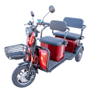 Front Left Side View Of The Pushpak Motors- Pushpak 7000 Two-Person Electric Scooter Shown In Red Color