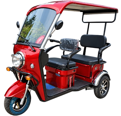 Front Left Side View Of The Pushpak Motors Pusphak 5000S Two Person Electric Scooter