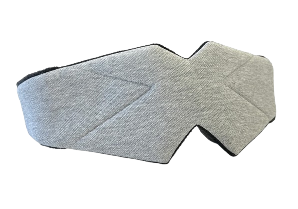 Front Left Side View Of The Rize Home Comfort Eye Mask 100% Blackout Sleeping Aid