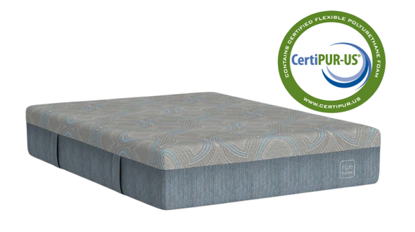 Front Left Side View Of The Rize Home Cool Pro 14" Memory Foam Mattress With CertiPUR-US Logo
