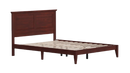 Front Left Side View Of The Rize Home Cottage Style Wooden Bed Frame Shown In Classic Cherry Color