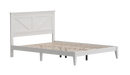 Front Left Side View Of The Rize Home Farmhouse Style Wooden Bed Frame Shown In Gloss White Color