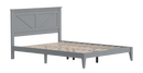 Front Left Side View Of The Rize Home Farmhouse Style Wooden Bed Frame Shown In Ultimate Gray Color
