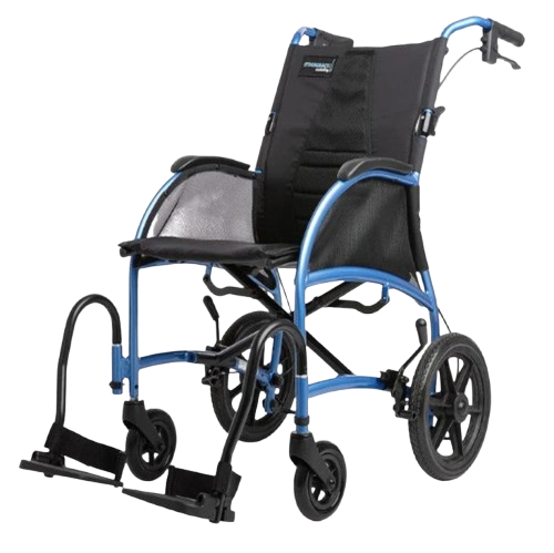 Front Left Side View Of The Strongback Excursion 12S +AB Lightweight Transport Chair