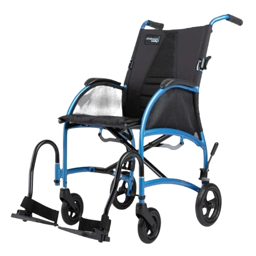Front Left Side View Of The Strongback Excursion 8 Lightweight Transport Chair