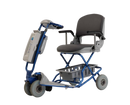 Front Left Side View Of The Tzora Feather Ultra Lightweight Mobility Scooter Shown In The Blue Color