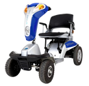 Front Left Side View Of The Tzora Titan 4 Hummer Medical Mobility Scooter Shown In Blue Color
