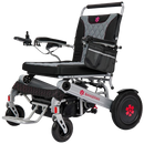 Front Left View Of The Bangeran Mammoth EX Electric Wheelchair Shown With Silver And Red Color