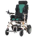 Front Left View Of The Bangeran Pegasus Cerebral Palsy Kids Electric Wheelchair Shown In Green Color