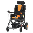 Front Left View Of The Bangeran Pegasus Cerebral Palsy Kids Electric Wheelchair Shown In Orange Color