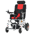 Front Left View Of The Bangeran Pegasus Cerebral Palsy Kids Electric Wheelchair Shown In Red Color
