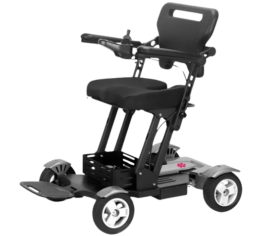 Front Left View Of The Bangeran Titan Electric Wheelchair Shown In Gray Color 