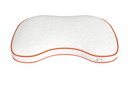 Front Overhead View Of The Rize Home Cloud Pillow Shown In White With Orange Trim 