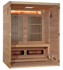 Front Right Interior View Of The Golden Designs Soria 3-Person Full Spectrum EMF Hybrid Indoor Sauna | GDI-8330-01