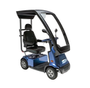 Front Right Side View Of The AFIKIM Afiscooter C4 Scooter Shown With Optional Hard Top Canopy In The Blue Color