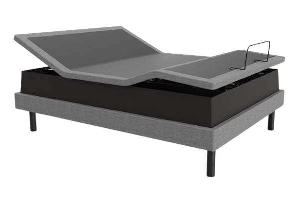 Front Right Side View Of The Ascend Hi Low Adjustable Bed with Tilt Shown In The Raised Height And Articulated Position