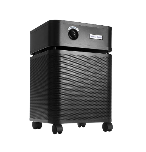 Front Right Side View Of The Austin Air Systems Bedroom Machine Air Purifier Shown In The Black Color