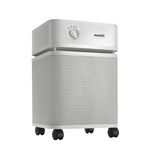 Front Right Side View Of The Austin Air Systems HealthMate Plus Standard Air Purifier Shown In The Sandstone Color