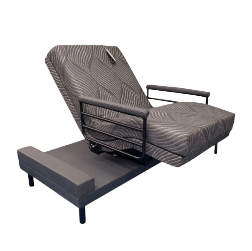Front Right Side View Of The Customatic Sleep Technologies Independence Rotating Bed Shown In The Articulated Position