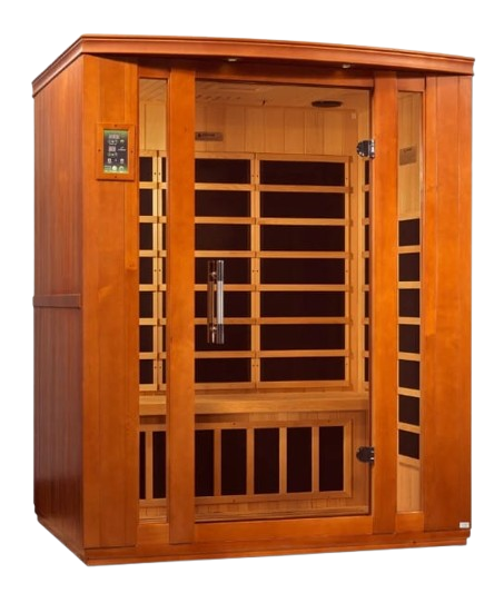 Front Right Side View Of The Dynamic Bellagio 3-Person Low EMF FAR Infrared Indoor Sauna | DYN-6306-02