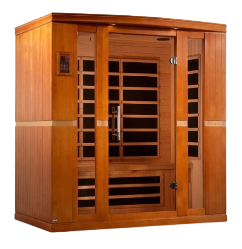 Front Right Side View Of The Dynamic Bergamo 4-Person Low EMF FAR Infrared Indoor Sauna | DYN-6440-01