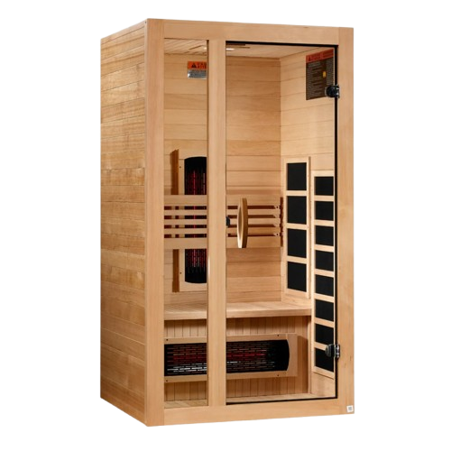 Front Right Side View Of The Dynamic Gracia 2-Person Full Spectrum Near Zero EMF FAR Infrared Indoor Sauna | DYN-6119-03 FS